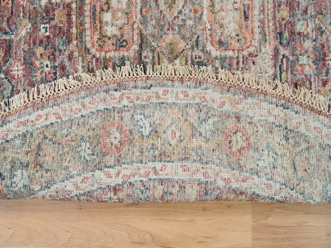 5'11" x 5'11" New Hand Knotted Red Wool Round Oriental Rug - MOA10265860