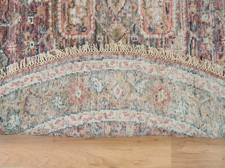 5'11" x 5'11" New Hand Knotted Red Wool Round Oriental Rug - MOA10265860