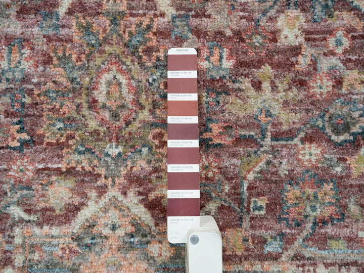 5'11" x 5'11" New Hand Knotted Red Wool Round Oriental Rug - MOA10265860
