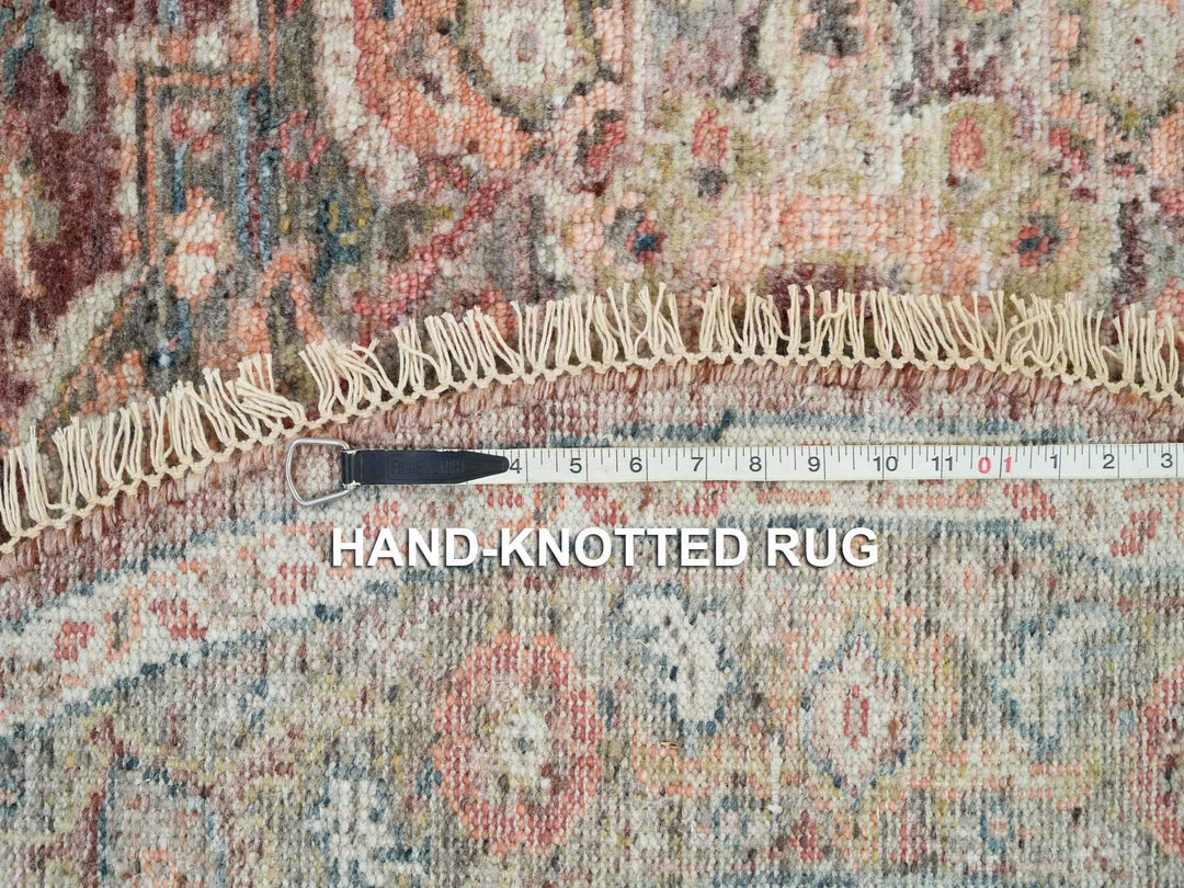 5'11" x 5'11" New Hand Knotted Red Wool Round Oriental Rug - MOA10265860