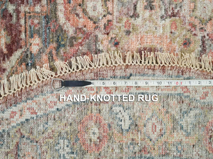 5'11" x 5'11" New Hand Knotted Red Wool Round Oriental Rug - MOA10265860