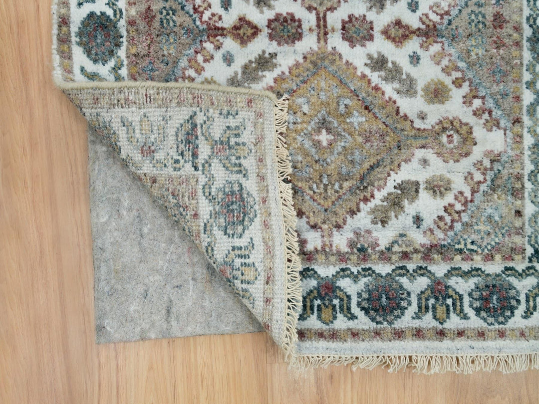 2'6" x 14'1" New Hand Knotted Ivory Wool Runner Oriental Rug - MOA10265865
