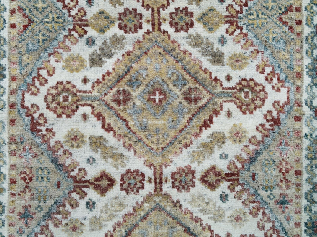2'6" x 14'1" New Hand Knotted Ivory Wool Runner Oriental Rug - MOA10265865