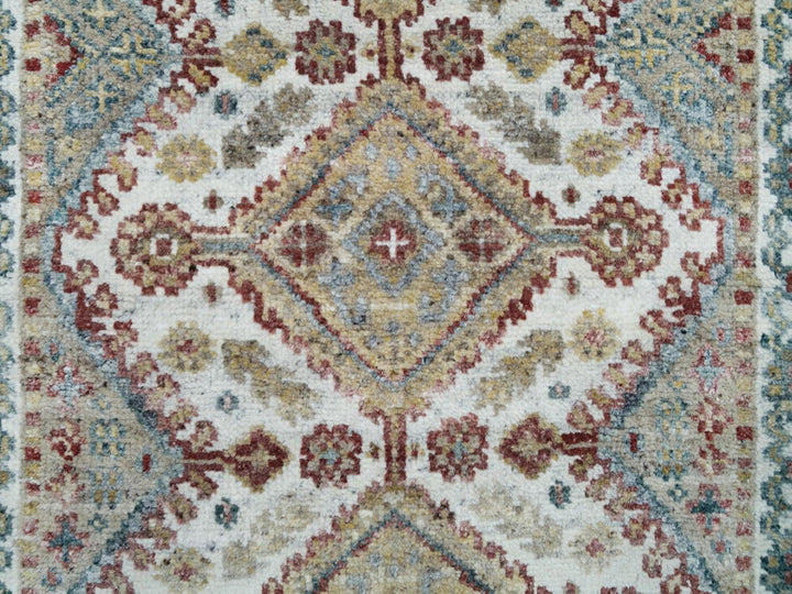 2'6" x 14'1" New Hand Knotted Ivory Wool Runner Oriental Rug - MOA10265865