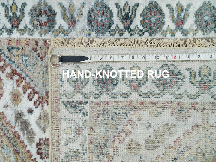 2'6" x 14'1" New Hand Knotted Ivory Wool Runner Oriental Rug - MOA10265865