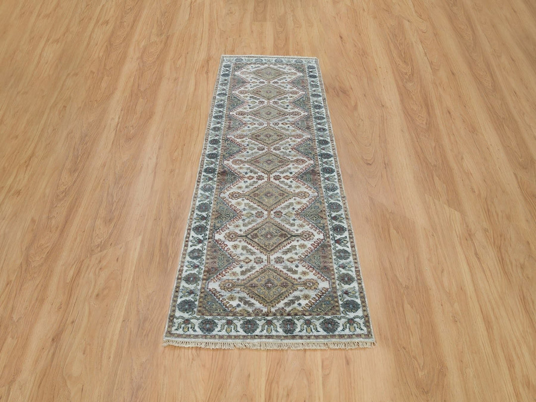 2'7" x 8'0" New Hand Knotted Ivory Wool Runner Oriental Rug - MOA10265866