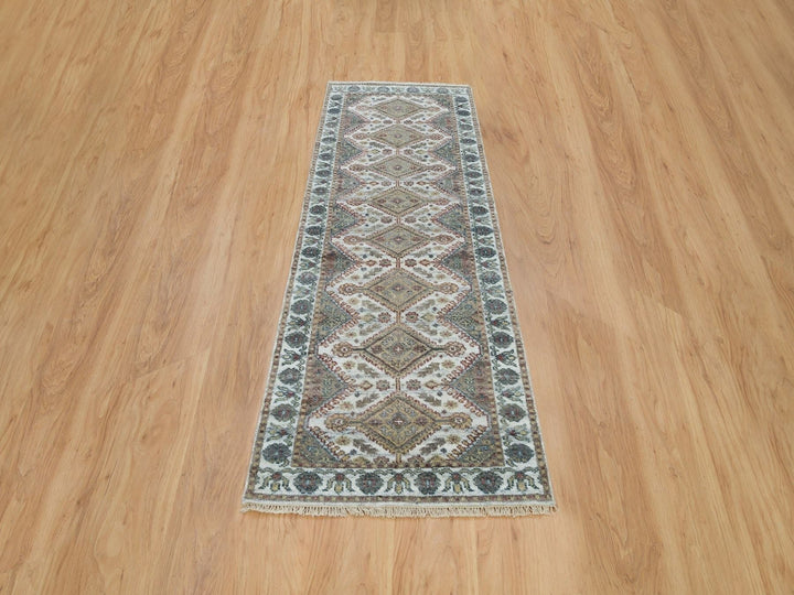 2'7" x 8'0" New Hand Knotted Ivory Wool Runner Oriental Rug - MOA10265866