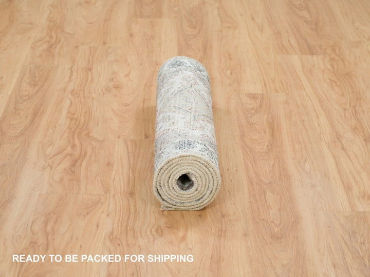 2'7" x 8'0" New Hand Knotted Ivory Wool Runner Oriental Rug - MOA10265866