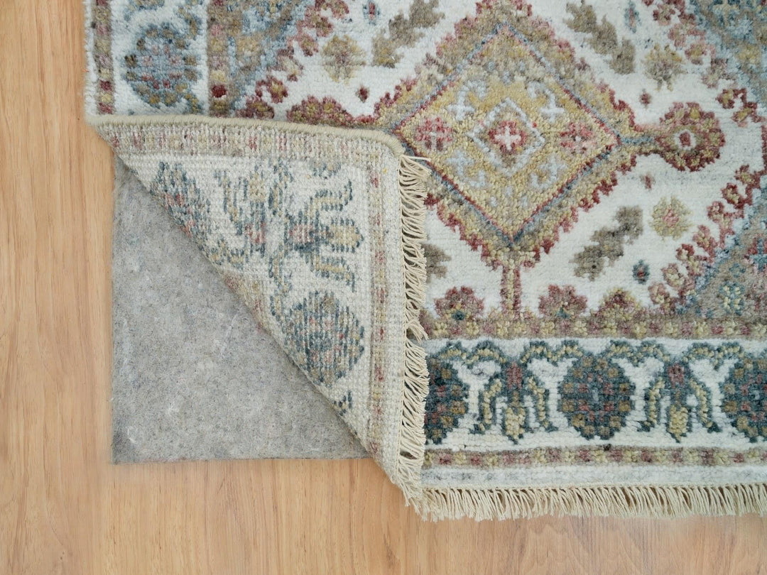 2'6" x 9'9" New Hand Knotted Ivory Wool Runner Oriental Rug - MOA10265867