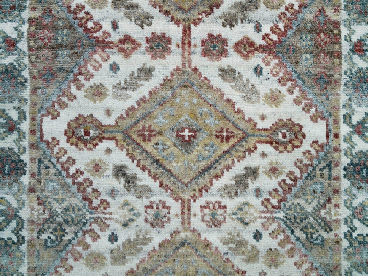 2'6" x 9'9" New Hand Knotted Ivory Wool Runner Oriental Rug - MOA10265867