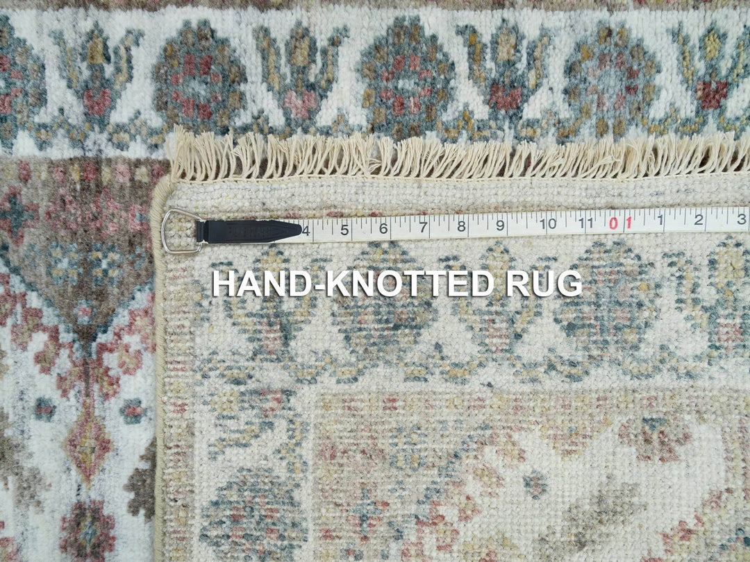 2'6" x 9'9" New Hand Knotted Ivory Wool Runner Oriental Rug - MOA10265867
