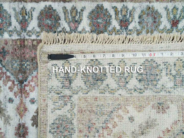 2'6" x 9'9" New Hand Knotted Ivory Wool Runner Oriental Rug - MOA10265867