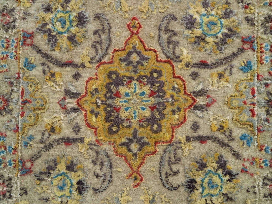 2'0" x 3'0" New Hand Knotted Beige Wool & Silk Rectangle Oriental Rug - MOA10265885