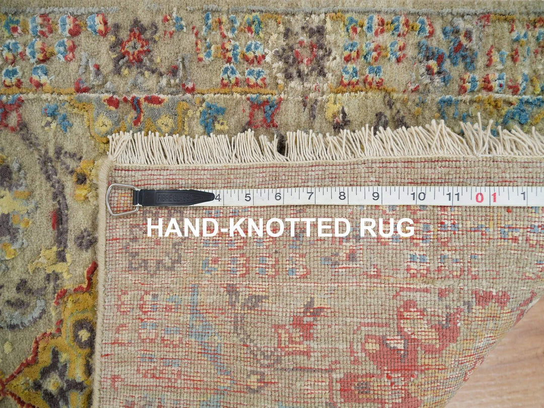 2'0" x 3'0" New Hand Knotted Beige Wool & Silk Rectangle Oriental Rug - MOA10265885