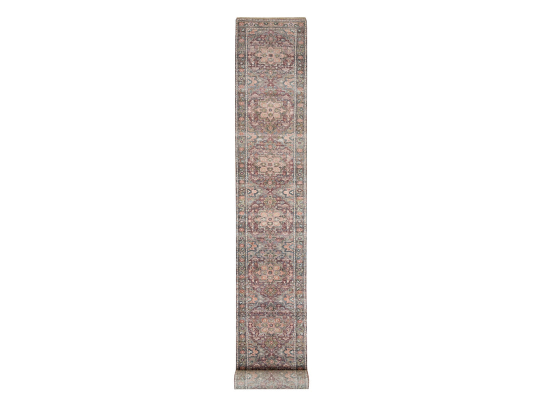 2'8" x 23'10" New Hand Knotted Red Wool Runner Oriental Rug - MOA10265889