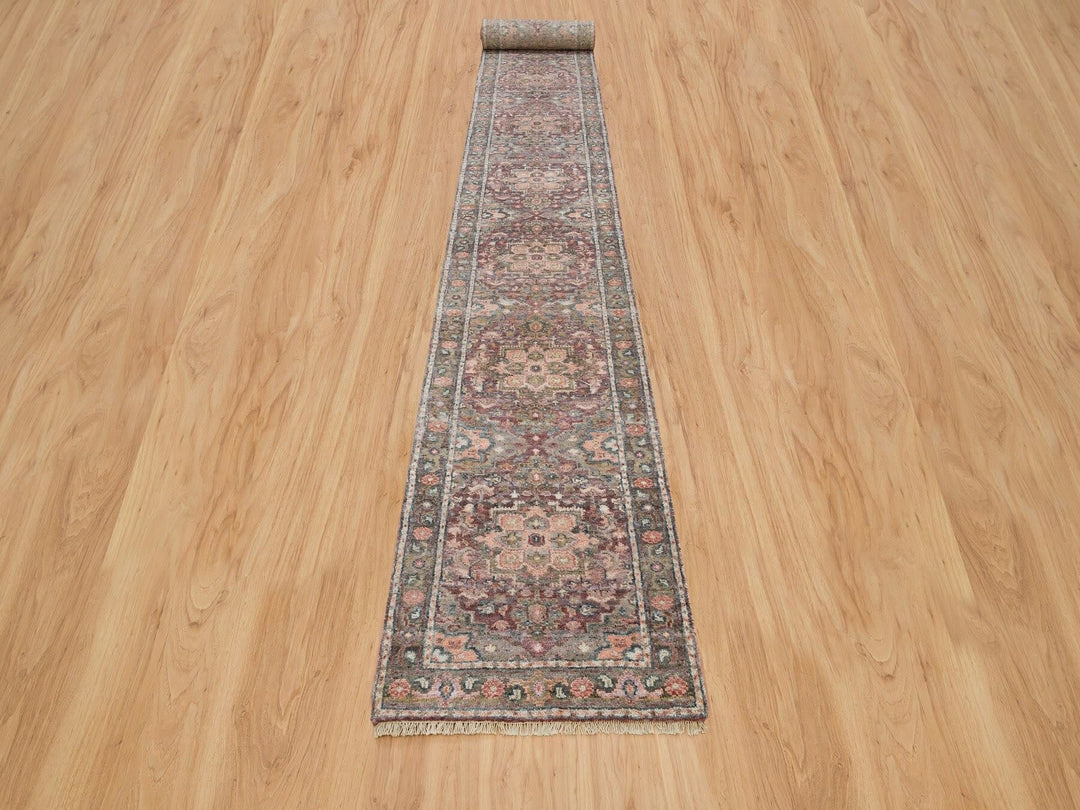 2'8" x 23'10" New Hand Knotted Red Wool Runner Oriental Rug - MOA10265889