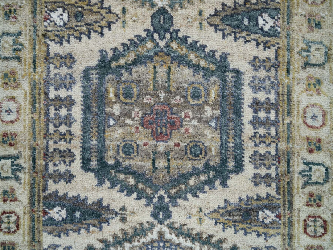 2'6" x 11'8" New Hand Knotted Ivory Wool Runner Oriental Rug - MOA10265893