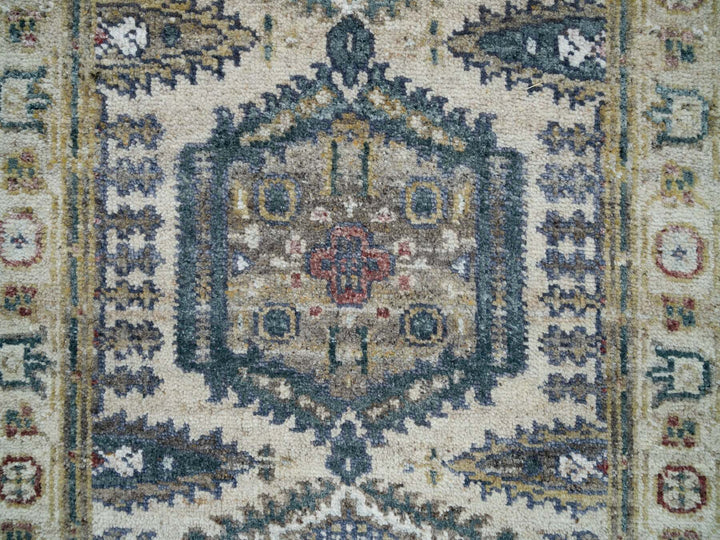 2'6" x 11'8" New Hand Knotted Ivory Wool Runner Oriental Rug - MOA10265893