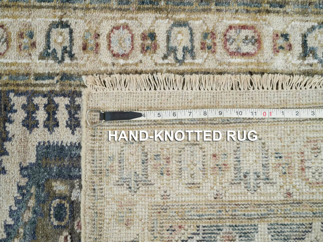 2'6" x 11'8" New Hand Knotted Ivory Wool Runner Oriental Rug - MOA10265893