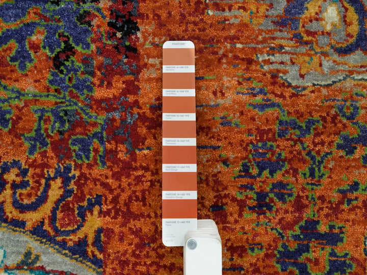 9'2" x 12'0" New Hand Knotted Orange Wool Rectangle Oriental Rug - MOA10265896