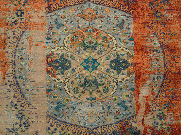9'2" x 12'0" New Hand Knotted Orange Wool Rectangle Oriental Rug - MOA10265896