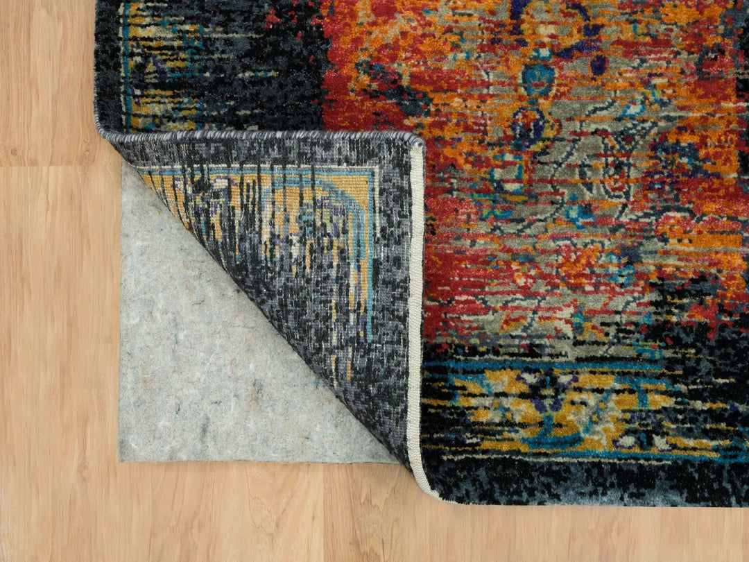 8'1" x 8'0" New Hand Knotted Orange Wool Square Oriental Rug - MOA10265903
