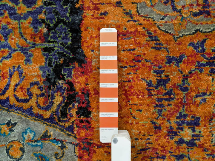 8'1" x 8'0" New Hand Knotted Orange Wool Square Oriental Rug - MOA10265903