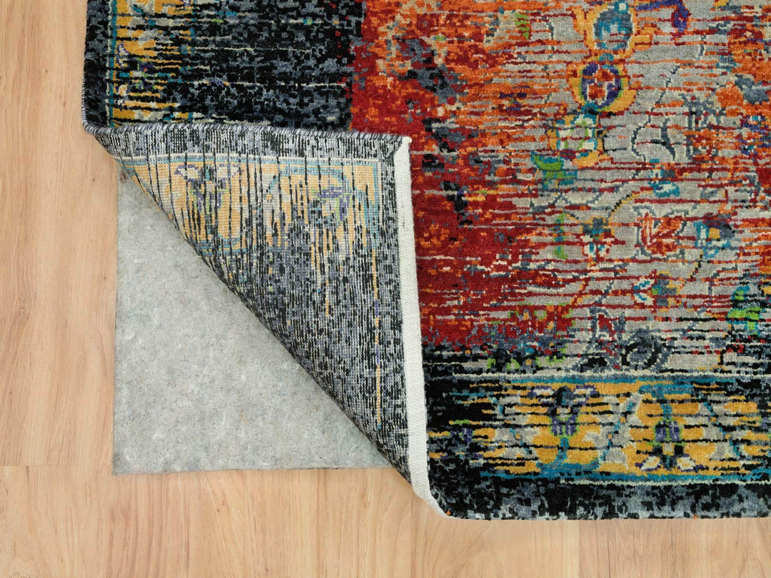 10'2" x 10'2" New Hand Knotted Orange Wool Square Oriental Rug - MOA10265904