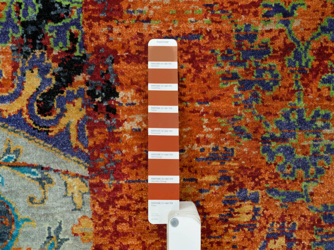 10'2" x 10'2" New Hand Knotted Orange Wool Square Oriental Rug - MOA10265904