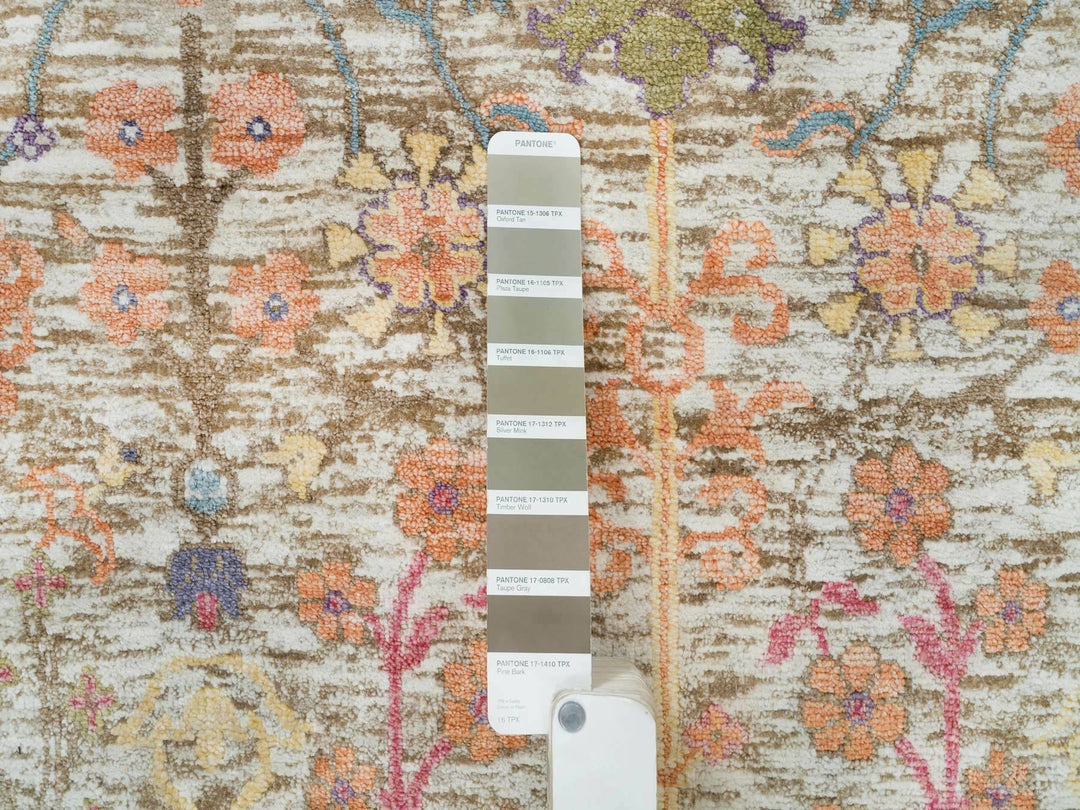 4'3" x 10'0" New Hand Knotted Brown Wool & Silk Runner Oriental Rug - MOA10265912