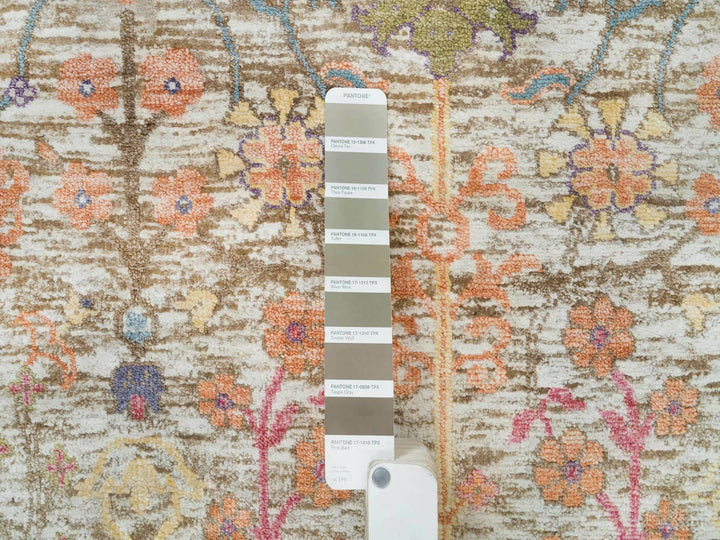 4'3" x 10'0" New Hand Knotted Brown Wool & Silk Runner Oriental Rug - MOA10265912