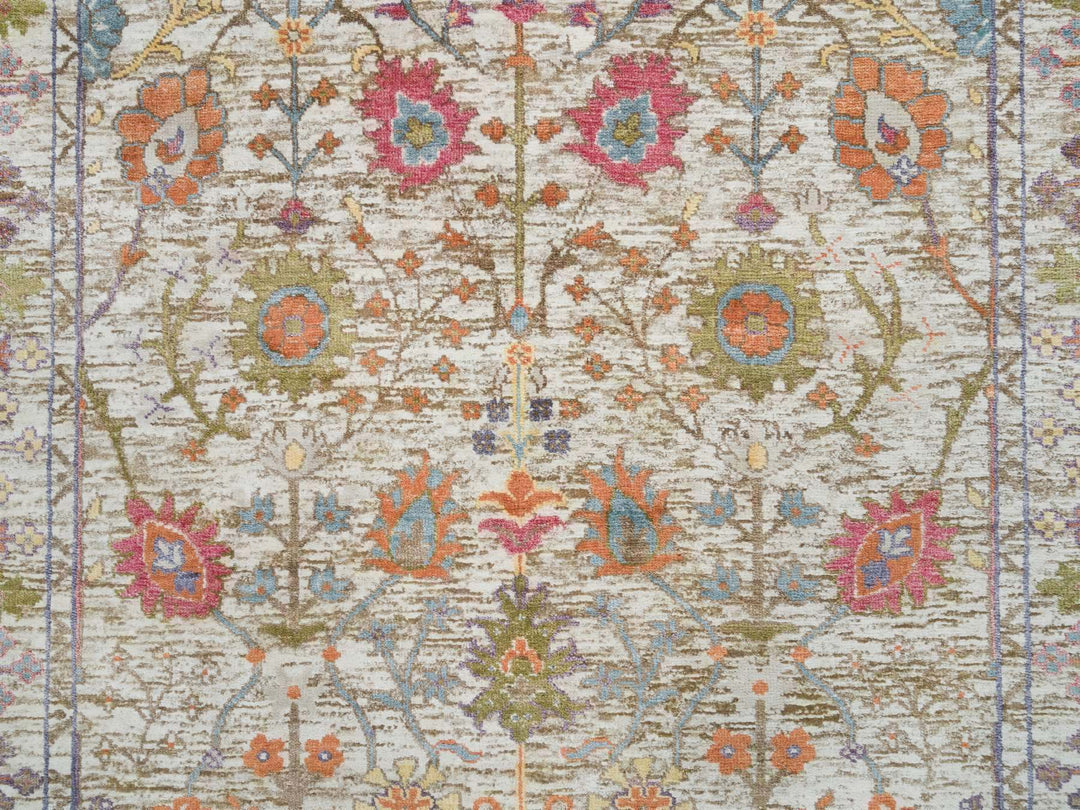 4'3" x 10'0" New Hand Knotted Brown Wool & Silk Runner Oriental Rug - MOA10265912