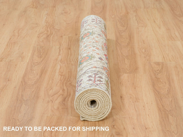 4'3" x 10'0" New Hand Knotted Brown Wool & Silk Runner Oriental Rug - MOA10265912