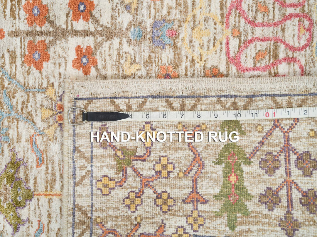 4'3" x 10'0" New Hand Knotted Brown Wool & Silk Runner Oriental Rug - MOA10265912