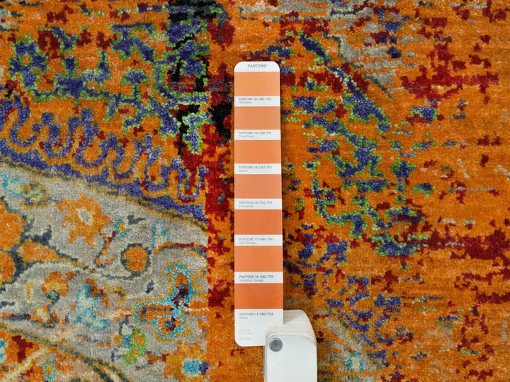 4'1" x 6'0" New Hand Knotted Orange Wool Rectangle Oriental Rug - MOA10265914