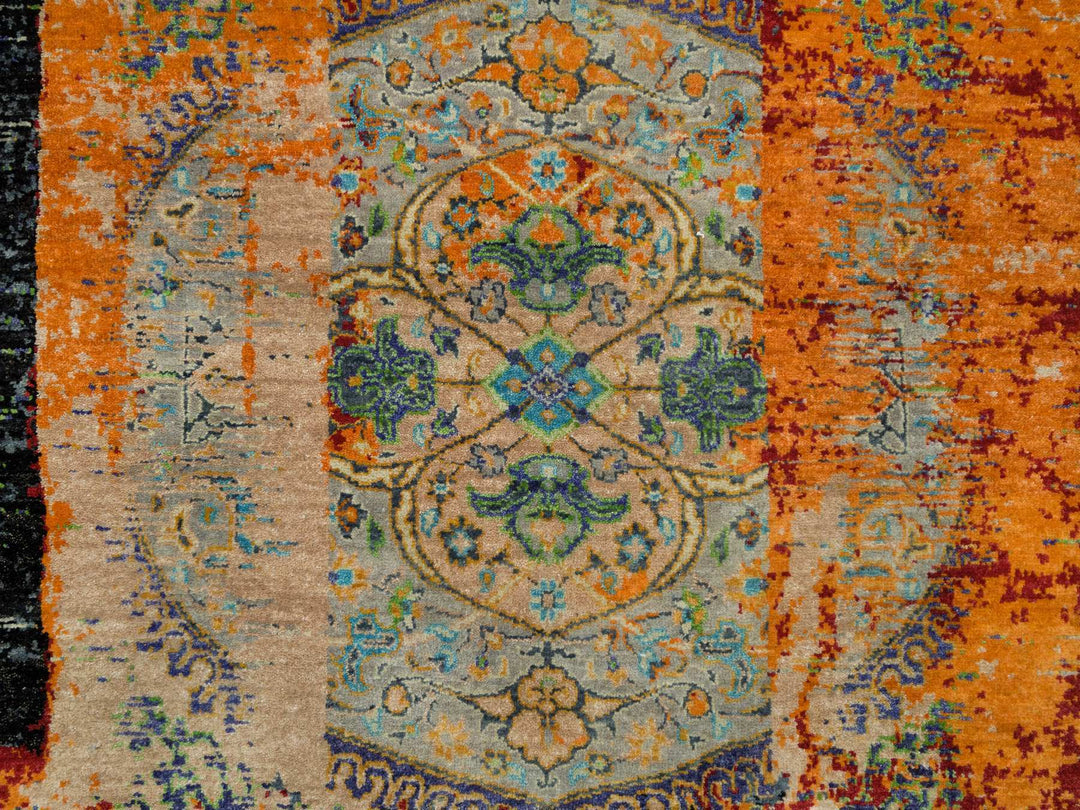 4'1" x 6'0" New Hand Knotted Orange Wool Rectangle Oriental Rug - MOA10265914