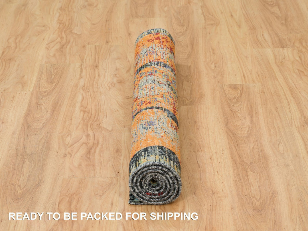 4'1" x 6'0" New Hand Knotted Orange Wool Rectangle Oriental Rug - MOA10265914