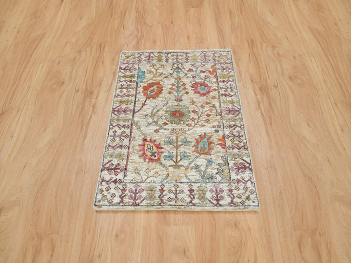 2'2" x 3'1" New Hand Knotted Brown Wool & Silk Rectangle Oriental Rug - MOA10265923