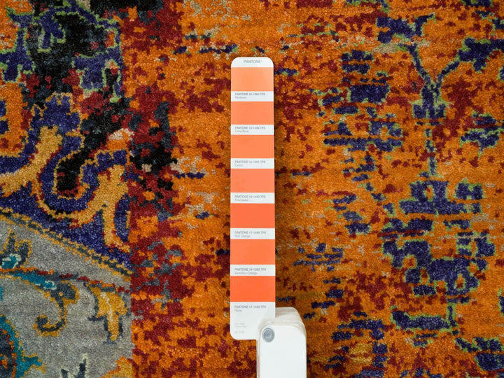 10'0" x 10'0" New Hand Knotted Orange Wool Round Oriental Rug - MOA10265924
