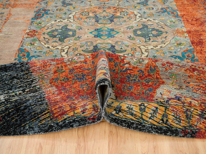 14'0" x 14'0" New Hand Knotted Orange Wool Round Oriental Rug - MOA10265925