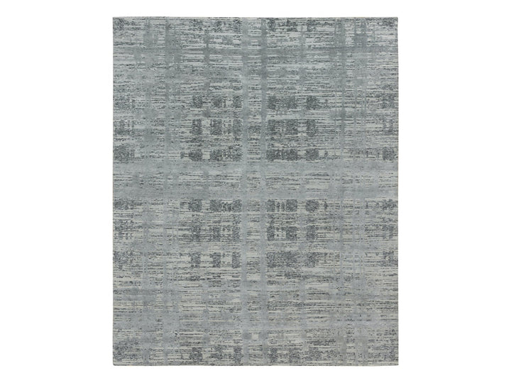 8'0" x 10'0" New Hand Knotted Grey Wool Rectangle Oriental Rug - MOA10265945