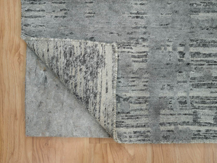 8'0" x 10'0" New Hand Knotted Grey Wool Rectangle Oriental Rug - MOA10265945