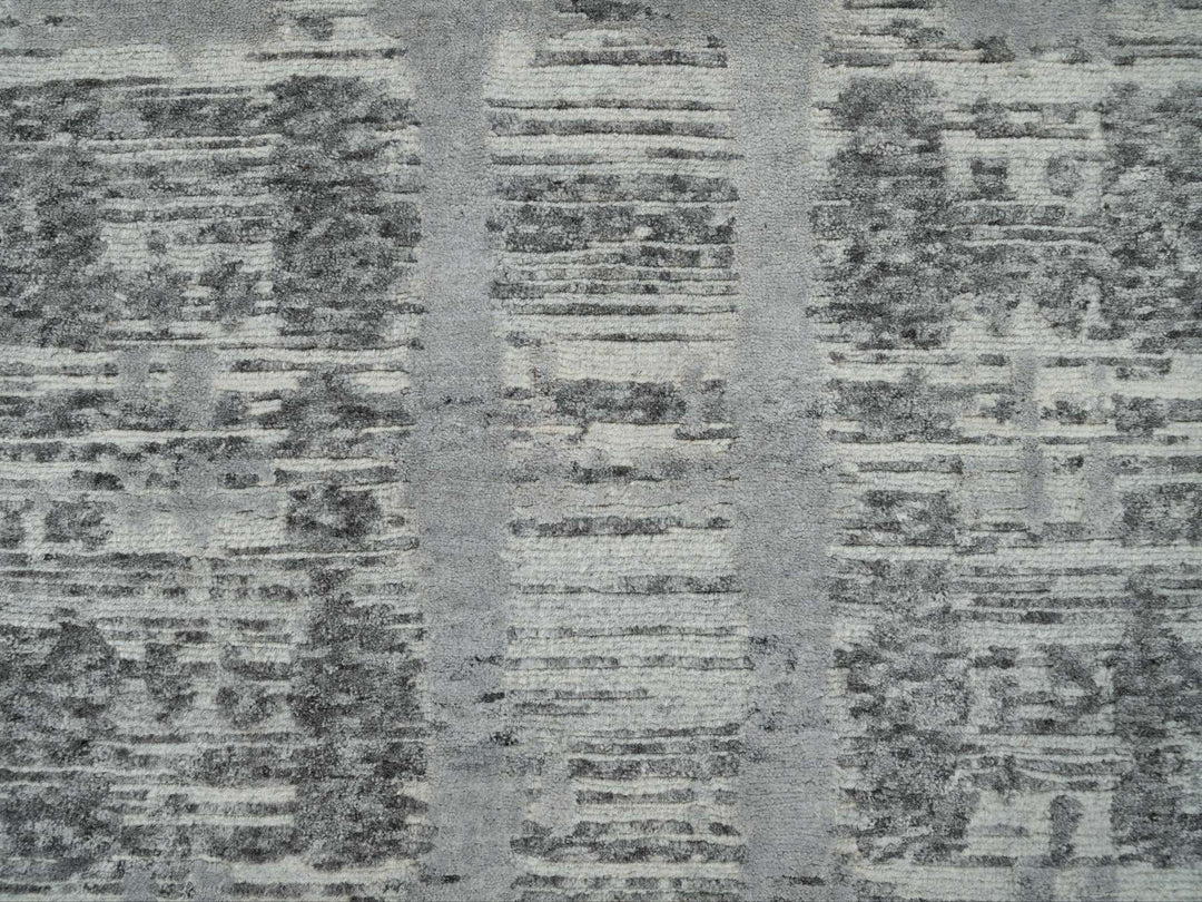 2'7" x 25'6" New Hand Knotted Grey Wool Runner Oriental Rug - MOA10265956