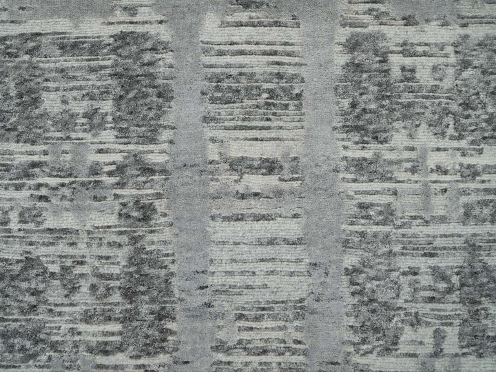 2'7" x 25'6" New Hand Knotted Grey Wool Runner Oriental Rug - MOA10265956