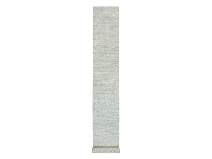 2'7" x 22'0" New Hand Knotted Grey Wool Runner Oriental Rug - MOA10265957