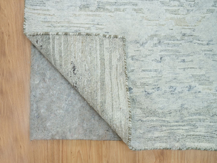 2'7" x 22'0" New Hand Knotted Grey Wool Runner Oriental Rug - MOA10265957