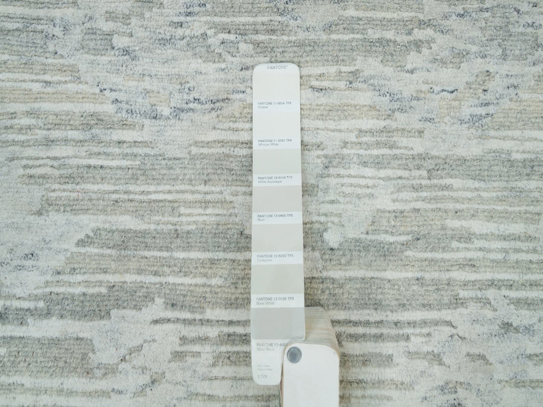 2'7" x 22'0" New Hand Knotted Grey Wool Runner Oriental Rug - MOA10265957