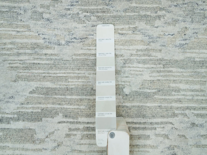 2'7" x 22'0" New Hand Knotted Grey Wool Runner Oriental Rug - MOA10265957