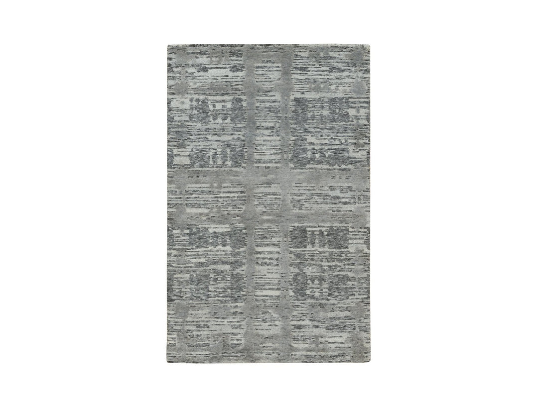 3'0" x 5'1" New Hand Knotted Grey Wool Rectangle Oriental Rug - MOA10265961