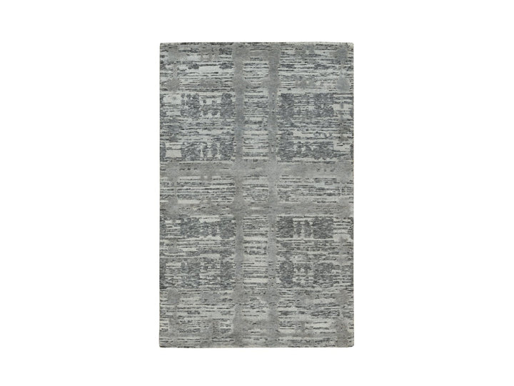 3'0" x 5'1" New Hand Knotted Grey Wool Rectangle Oriental Rug - MOA10265961